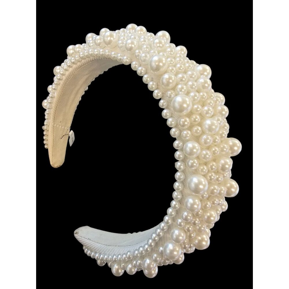 White/Large Pearl Bridal Headband - Marionat - Picture 5 of 7